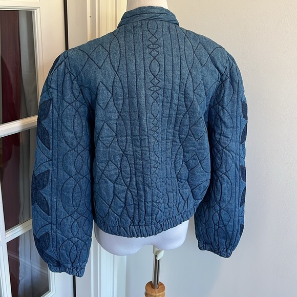 Free People Quinn Quilted Jacket Indigo Combo Size Small NWT - Picture 8 of 15